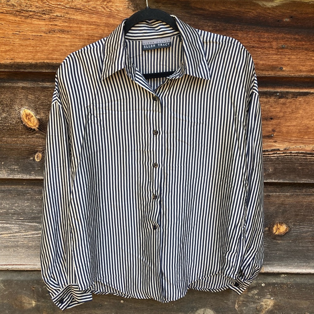 90s Silk Striped Blouse